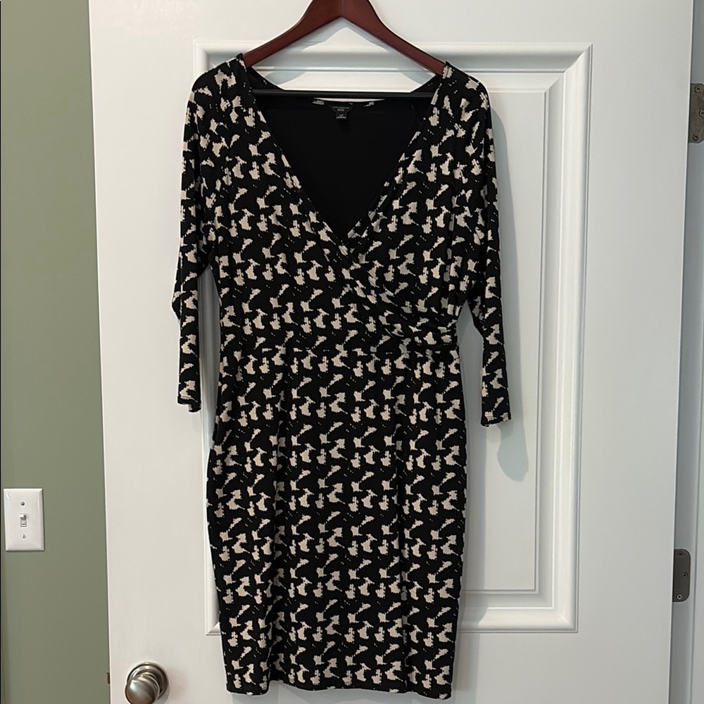Ann Taylor Black Wrap Dress with 3/4 Sleeves